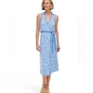 EUC Collared Sleeveless Sea Twig Wrap Dress from DVFxTarget